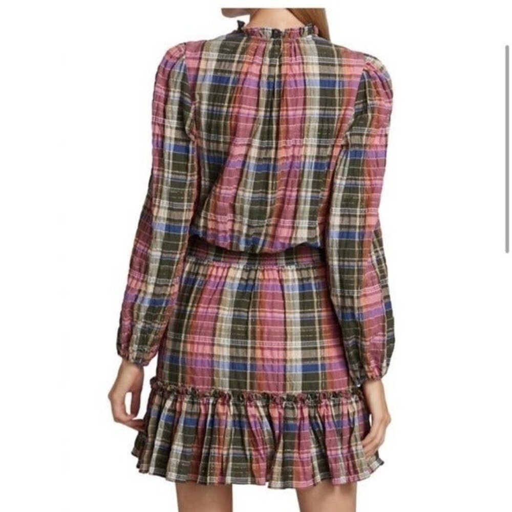 VERONICA BEARD Destiny Dress Plaid Ruffle Collar Size 4 NEW Demure Preppy - Picture 5 of 13